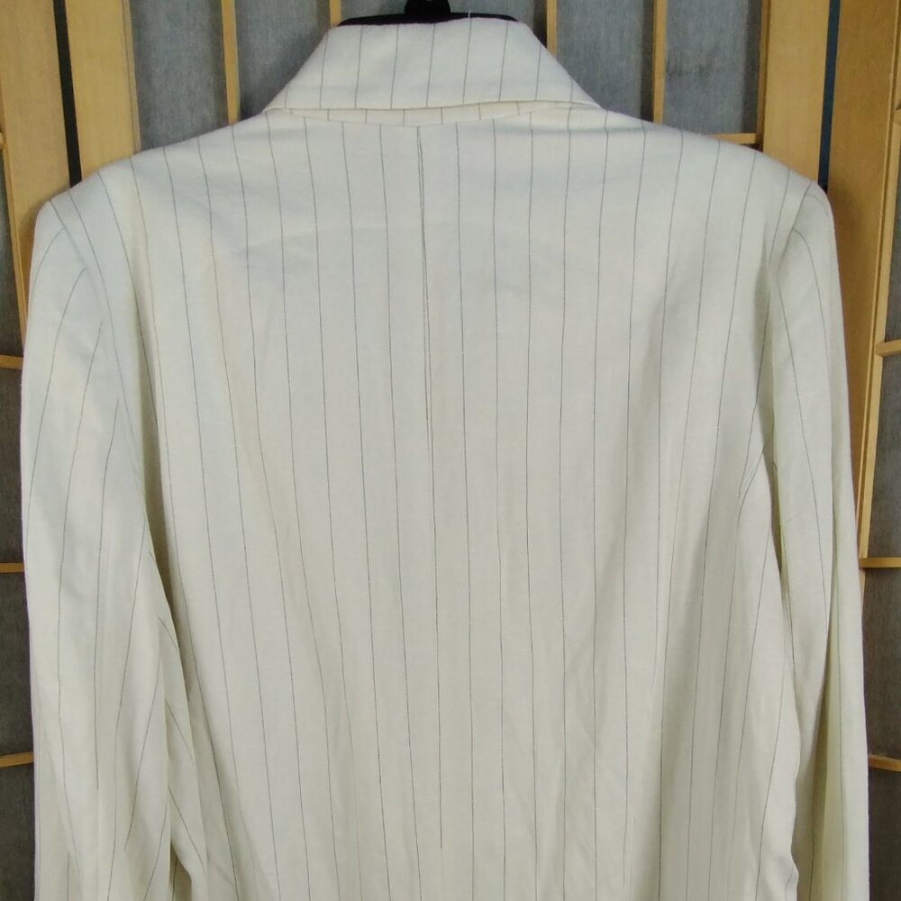 Free People Menswear Crosby Oversized Linen Blend Blazer Ivory Pinstripe Size L - Picture 6 of 13